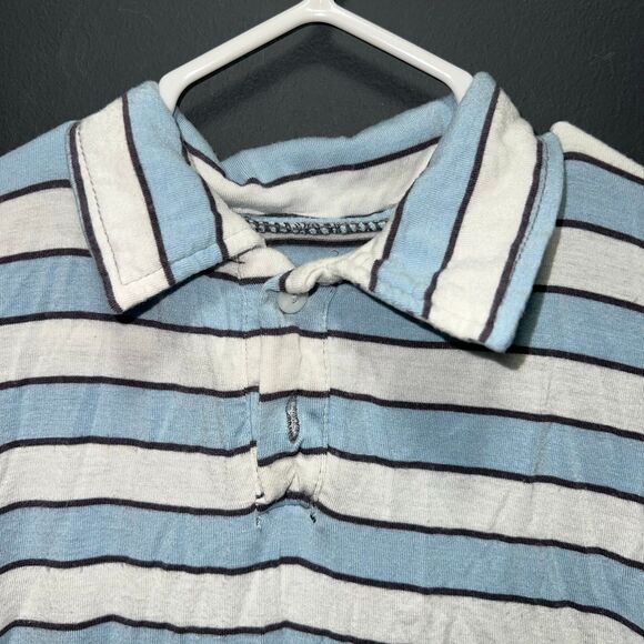 KicKee Pants Boys Bamboo Striped Romper 6-12m Blue White - Picture 2 of 8